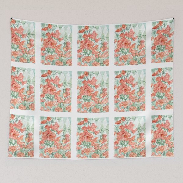 Item preview, Coral and Pink Sweet Pea Watercolor Painting designed and sold by Duncan Bullock.