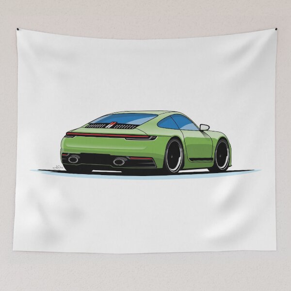 Item preview, Porsche 992 Carrera T Green Illustration  designed and sold by blackdogshop.