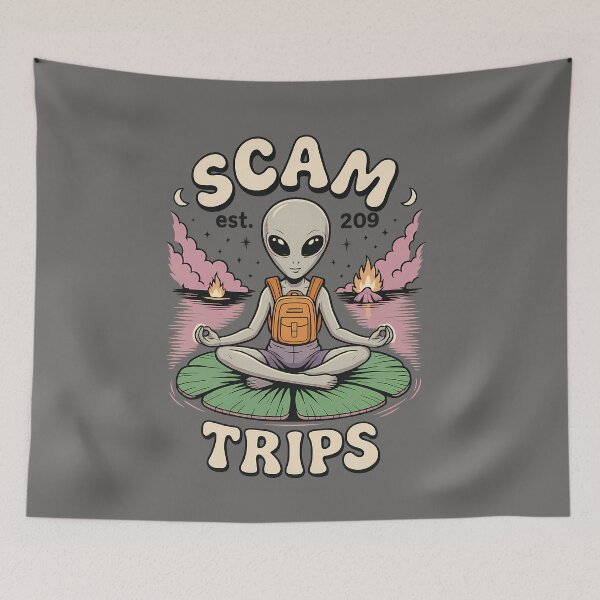 Item preview, Psychedelic Meditating Alien – Retro Space Art designed and sold by ATLAS PARIS PRO.