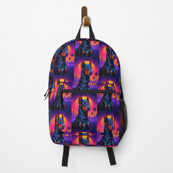Item preview, Neon Doberman Portrait in Retro Futuristic Style designed and sold by CreativeLarysa.