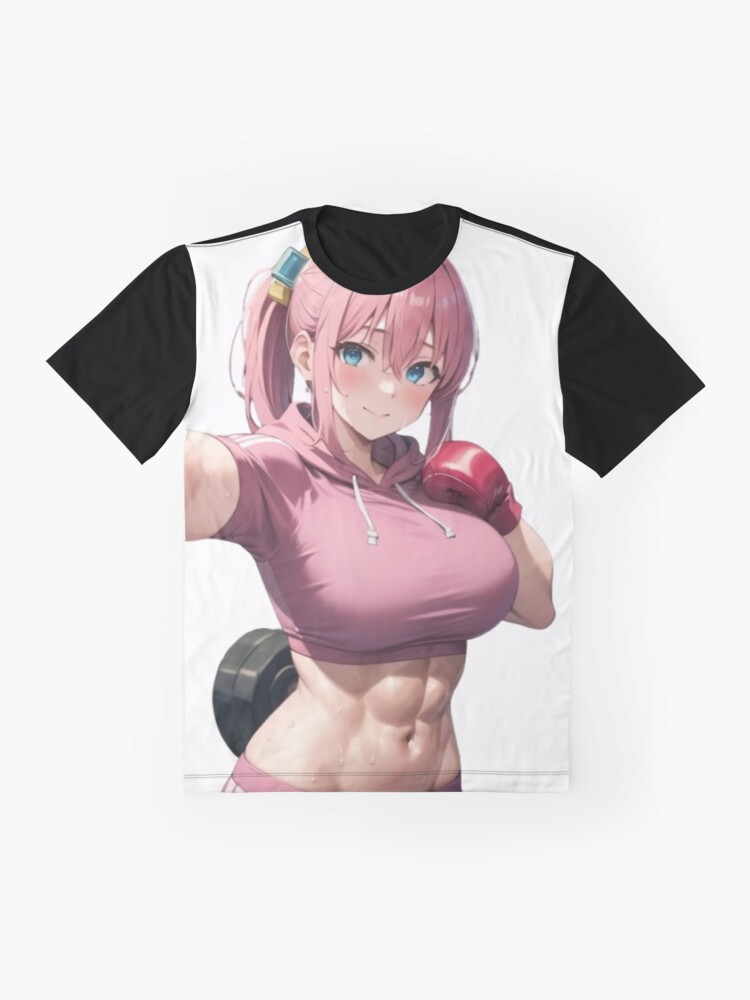 Aperçu 4 sur 5. T-shirt graphique avec l'œuvre Fan art d'Hitori Gotō | Illustration de fille animée de style Buff créée et vendue par yothintankam.