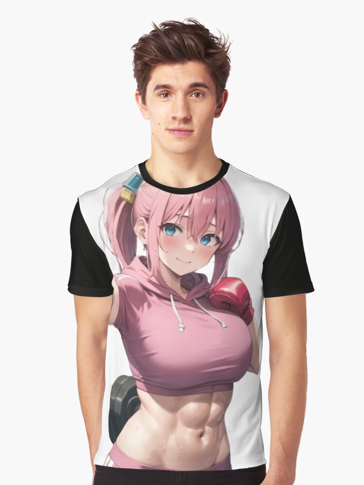 Aperçu 1 sur 5. T-shirt graphique avec l'œuvre Fan art d'Hitori Gotō | Illustration de fille animée de style Buff créée et vendue par yothintankam.