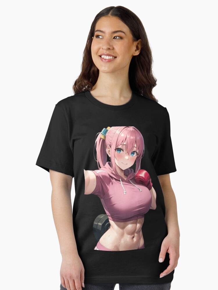 Aperçu 2 sur 7. T-shirt essentiel avec l'œuvre Fan art d'Hitori Gotō | Illustration de fille animée de style Buff créée et vendue par yothintankam.