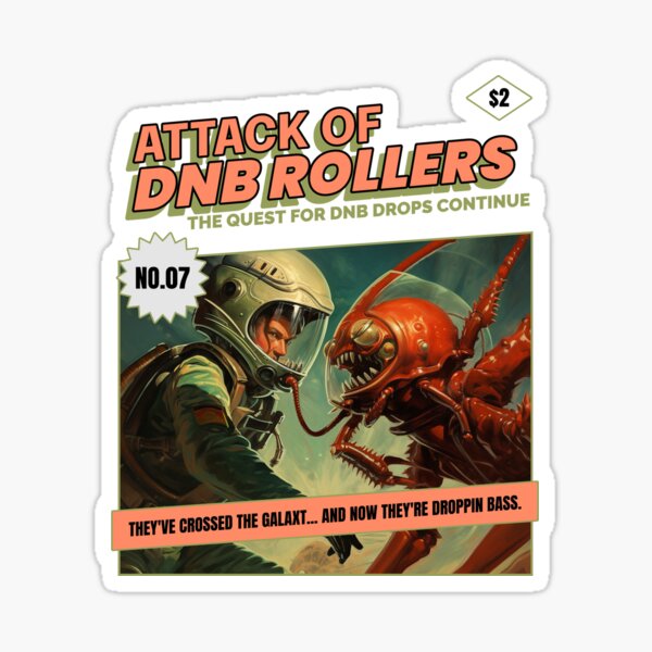 Artikel-Vorschau von Drum N Bass Sci Fi Rollers Angriff Monster Junglist Dubstep Comic Galaxy Bass, designt und verkauft von Ravermonkey.