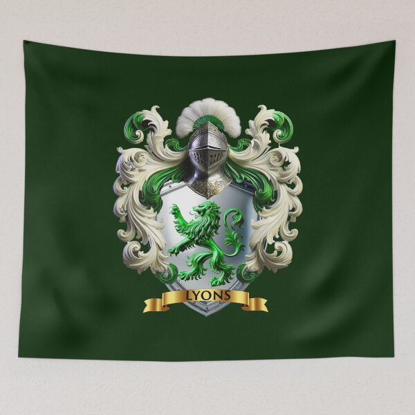 Item preview, Lyons Family Crest – Irish Coat of Arms with Green Lion designed and sold by Highlandkings.