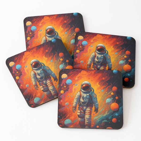 Item preview, Minimalist Astronaut in Cosmic Fire T-Shirt Design designed and sold by omerckaca.