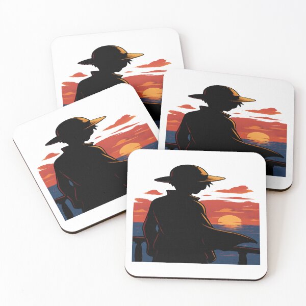 Item preview, Mysterious Straw Hat Pirate Silhouette at Sunset anime designed and sold by ‏Designly Yours‏.