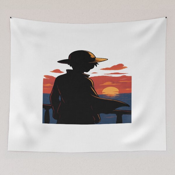 Item preview, Mysterious Straw Hat Pirate Silhouette at Sunset anime designed and sold by ‏Designly Yours‏.
