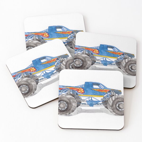 Artikelvorschau, Blaue Flammen Monster Truck Kunstdruck entworfen und verkauft von Kubytovych Studio.