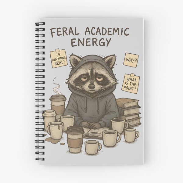 Item preview, Feral Academic Energy – Sleepy Raccoon in Study Mode designed and sold by Ashidre.