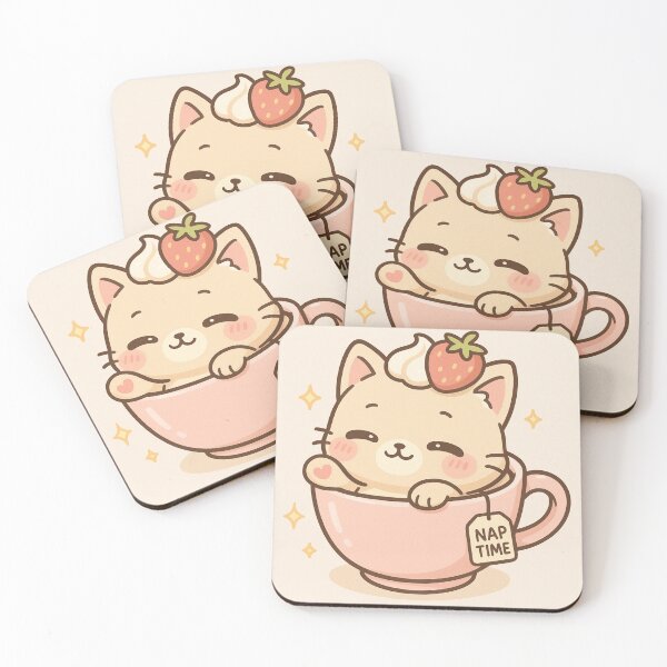Item preview, Strawberry Kitty in a cup designed and sold by Belomy's Shop.