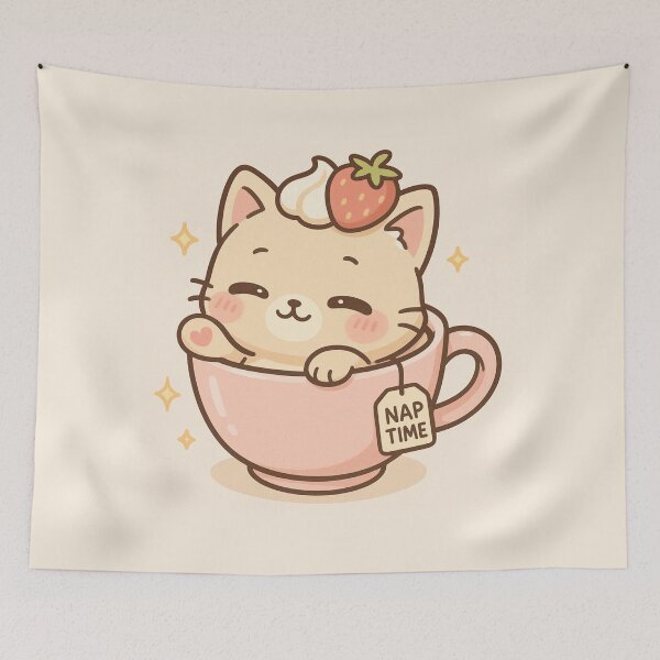 Item preview, Strawberry Kitty in a cup designed and sold by Belomy's Shop.