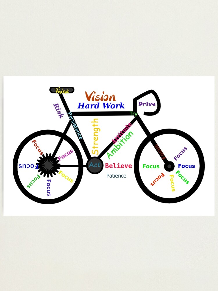 Motivational Words, Biking, Cycling, Bike Photographic Print