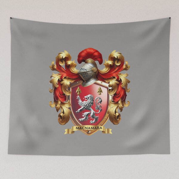 Item preview, Macnamara Family Crest – Irish Heritage Shield with Silver Lion designed and sold by Highlandkings.