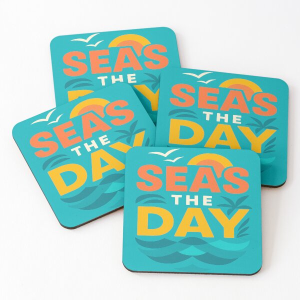 Item preview, Seas the Day – Motivational Ocean Pun Summer Design designed and sold by ArtsyEcho.