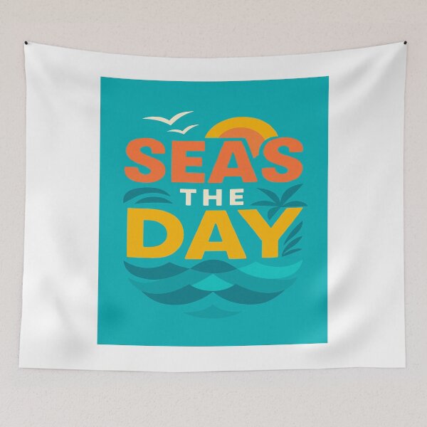 Item preview, Seas the Day – Motivational Ocean Pun Summer Design designed and sold by ArtsyEcho.