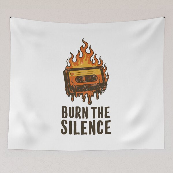 Item preview, Burn the Silence – Aggressive Protest Typography Shirt with Grunge Flames designed and sold by Forysta.