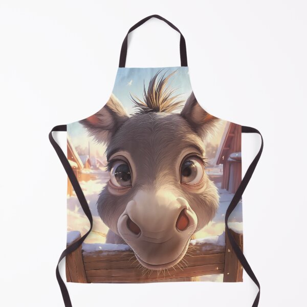 Item preview, Curious Donkey Smiling In Sunny Snow Village designed and sold by mildaclairmo.