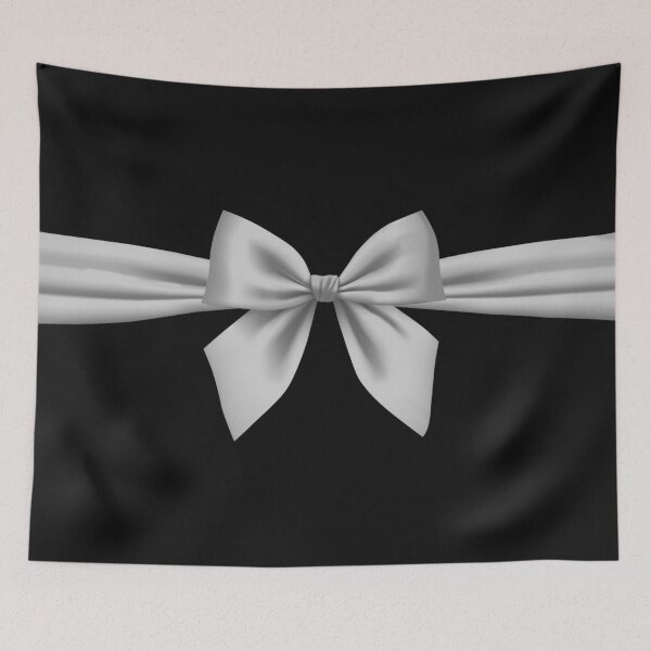 Item preview, Silver Satin Bow on Black Background – Elegant Ribbon Graphic designed and sold by larissa-myrie.