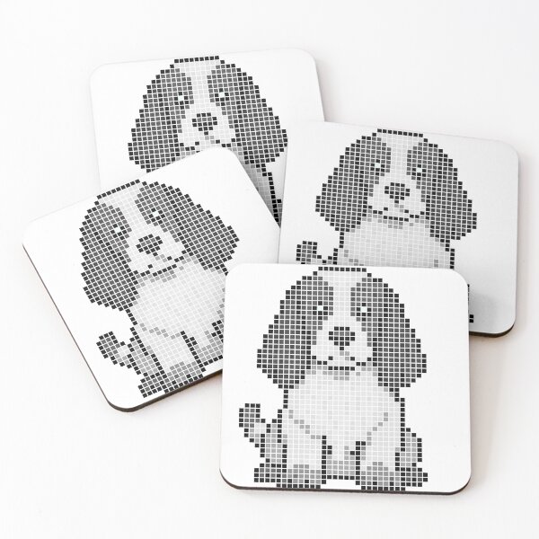 Item preview, Pixeled Cocker Spaniel (black and white) designed and sold by Brain Fart Buffet.