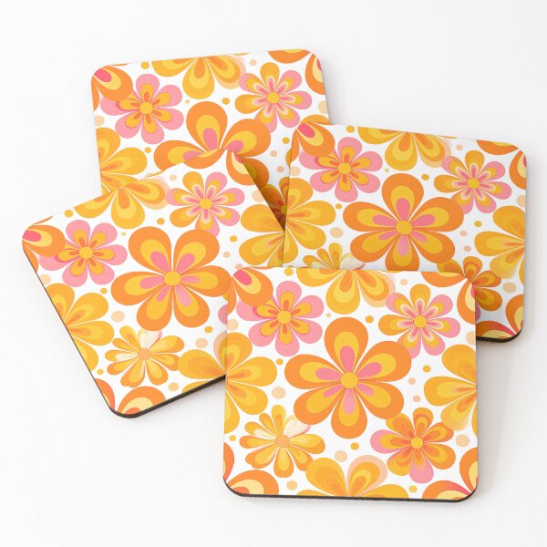 Item preview, 60's Retro Liquid Flowers in Orange, Yellow, and Pink designed and sold by ArtFactoryAI.