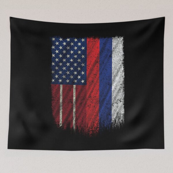 Item preview, Russian American T Shirt Russia America Flag Pride Tee Retro designed and sold by cgocgy.