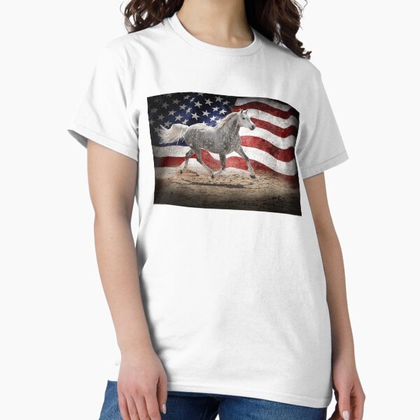 Item preview, Patriotic gray horse with flag  designed and sold by PTPhotoLLC.