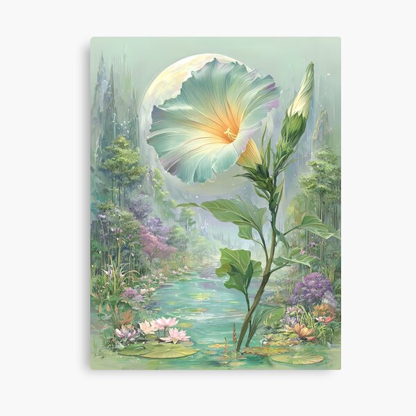 Aperçu de l'œuvre Fleurs de lune opalescentes : une floraison céleste créée et vendue par bloorose.