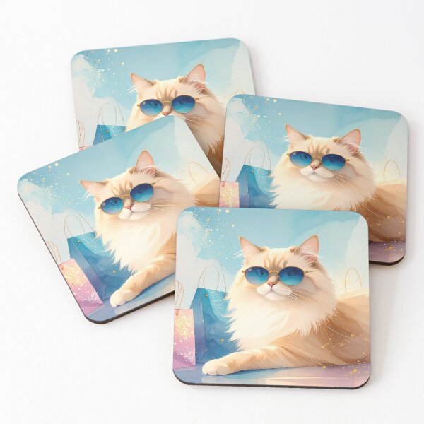 Item preview, Persian cat with sunglasses and shopping bags designed and sold by angel-cat-22.