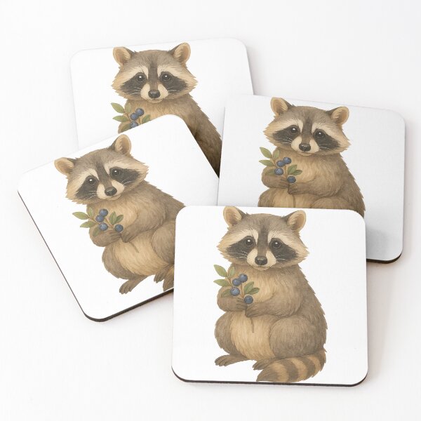 Item preview, Raccoon with Forest Berries – Watercolor Woodland Animal Sticker designed and sold by Skippy-Froggy.
