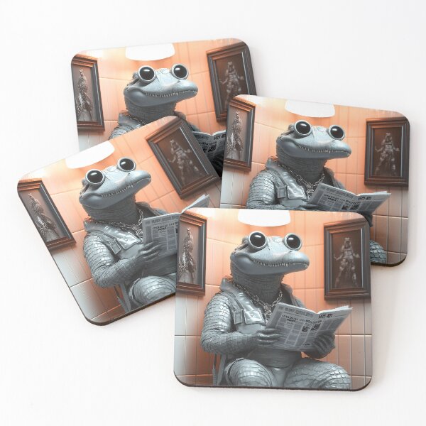 Item preview, Animal Crocodile Dressed Tactical Gear Reading Newspaper Toilet Humorously designed and sold by bolleykoldl.