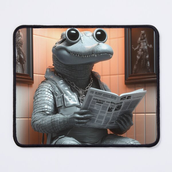 Item preview, Animal Crocodile Dressed Tactical Gear Reading Newspaper Toilet Humorously designed and sold by bolleykoldl.
