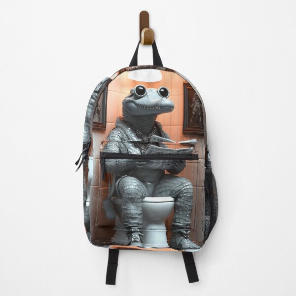 Item preview, Animal Crocodile Dressed Tactical Gear Reading Newspaper Toilet Humorously designed and sold by bolleykoldl.