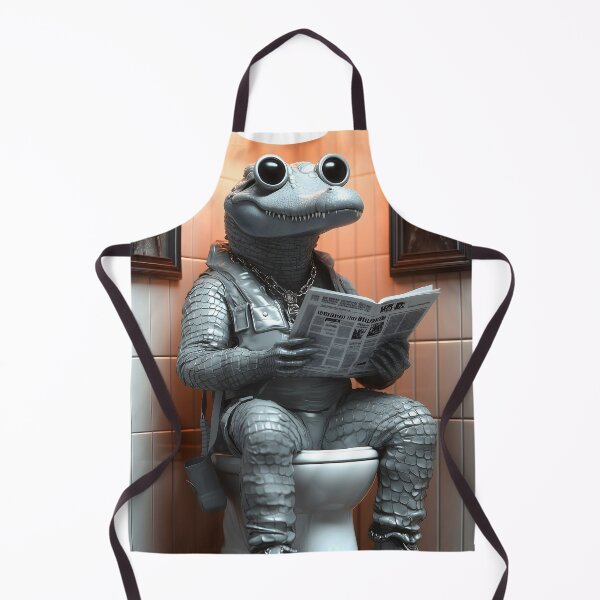 Item preview, Animal Crocodile Dressed Tactical Gear Reading Newspaper Toilet Humorously designed and sold by bolleykoldl.
