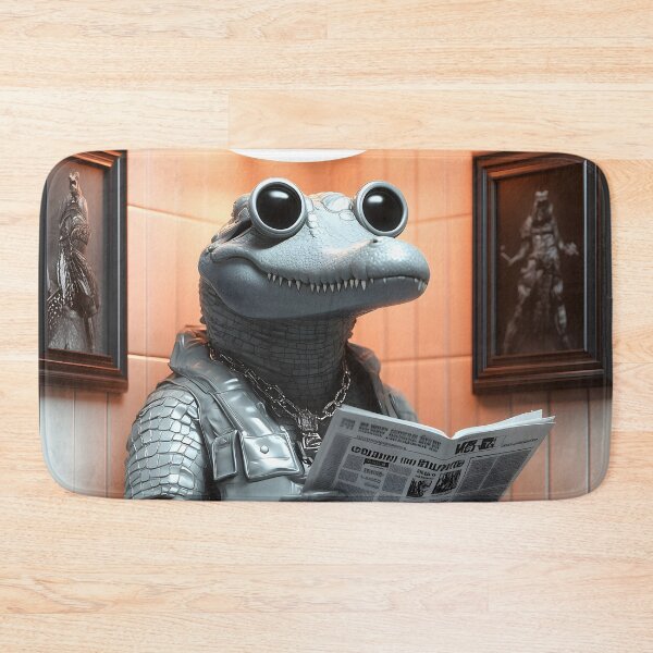 Item preview, Animal Crocodile Dressed Tactical Gear Reading Newspaper Toilet Humorously designed and sold by bolleykoldl.