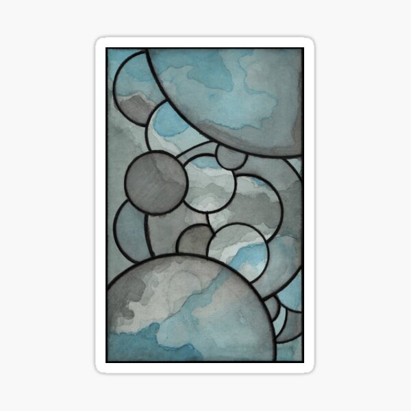 Item preview, Frozen Confluence: Blue-Grey Watercolor with Overlapping Circles designed and sold by WatercolourJAMs.