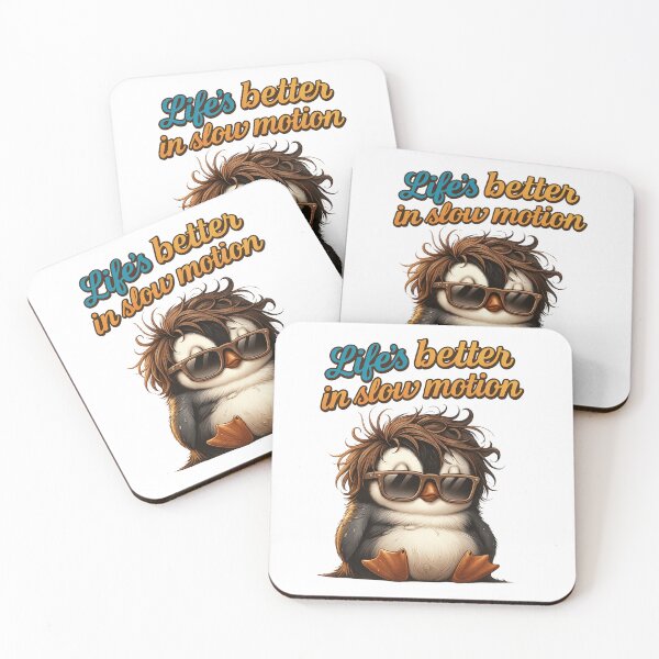 Item preview, Cool Penguin – Life’s Better in Slow Motion Quote designed and sold by JenniferCreaArte .