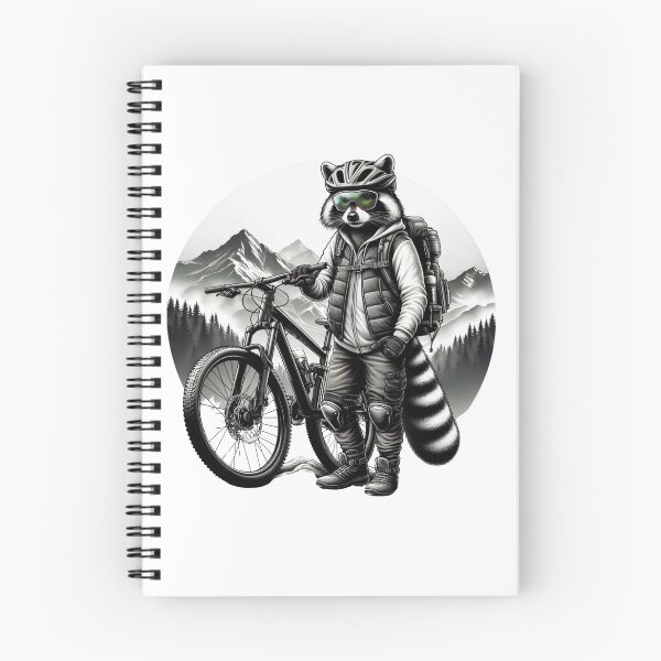 Item preview, Black and White Raccoon Mountain Cyclist - Quirky Animal Minimalist Art designed and sold by BeaverFriends.