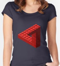 Escher Toy Bricks - Red Women's Fitted Scoop T-Shirt