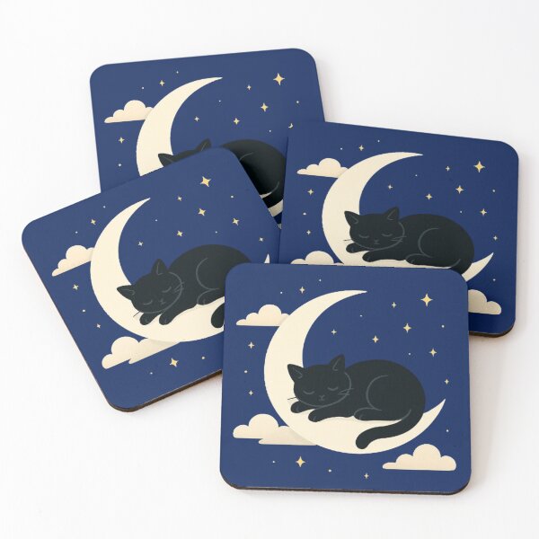 Item preview, Black Cat on Crescent Moon Minimalist Celestial Design designed and sold by EverMuse_0_0.