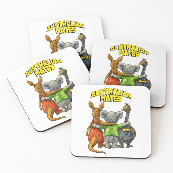 Item preview, Australian Mates – Funny Koala Kangaroo and Emu Friendship Illustration designed and sold by Michael van der Hoorn.