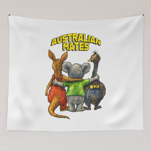 Item preview, Australian Mates – Funny Koala Kangaroo and Emu Friendship Illustration designed and sold by Michael van der Hoorn.