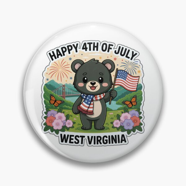 Item preview, Cute Chibi Black Bear 4th of July West Virginia Sticker designed and sold by Nuist25.