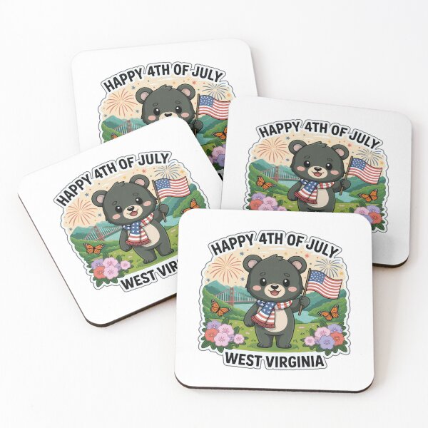 Item preview, Cute Chibi Black Bear 4th of July West Virginia Sticker designed and sold by Nuist25.