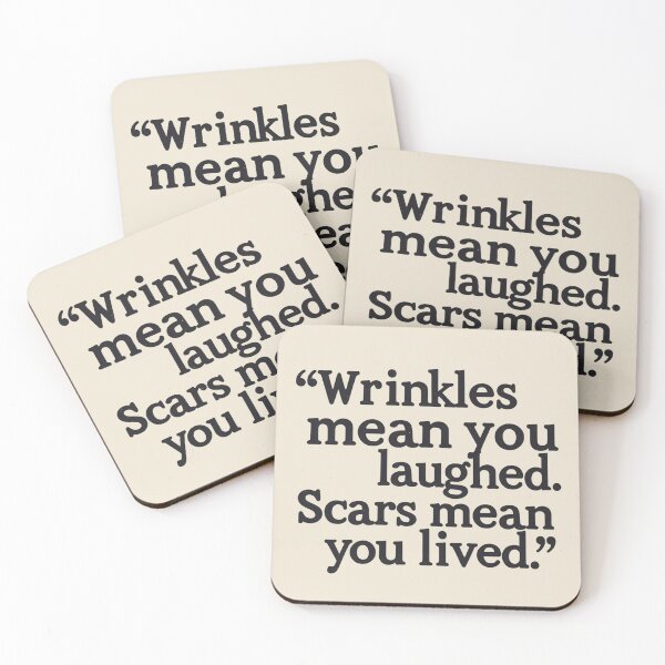 Item preview, Wrinkles Mean You Laughed Scars Mean You Lived T-Shirt - Vintage Inspirational Quote Tee and more, Life Wisdom Gift designed and sold by Typography Prints.