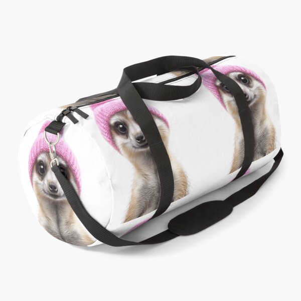 Item preview, Cozy Meerkat Wearing Pink Winter Hat Trendy Animal Fashion Artwork designed and sold by LazyOwlStore.