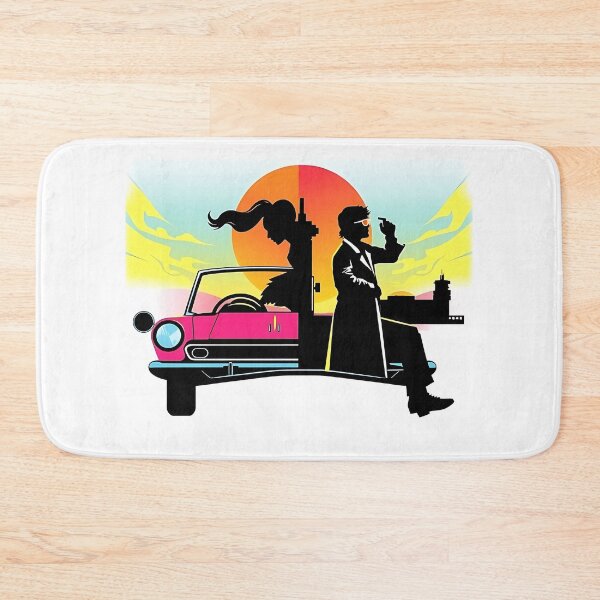 Item preview, Retro Sunset Movie Mashup T-Shirt – Pink Car, Girl & Scientist Silhouette Pop Art Tee designed and sold by Gallery-yuuna .