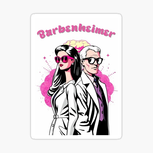Aperçu de l'œuvre T-shirt Barbenheimer – Pop Art humoristique inspiré du film | T-shirt rétro mème Barbie et Oppenheimer créée et vendue par Gallery-yuuna .
