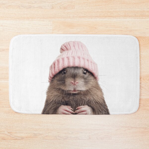 Item preview, Cozy Mole Wearing Pink Winter Hat Trendy Animal Fashion Artwork designed and sold by LazyOwlStore.