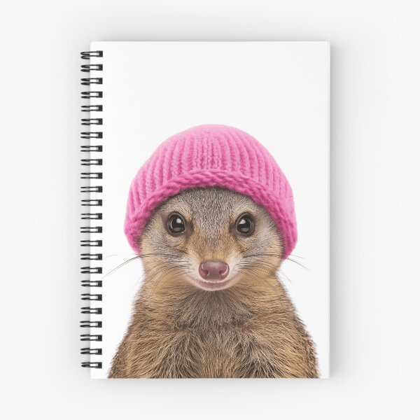 Item preview, Cozy Mongoose Wearing Pink Winter Hat Trendy Animal Fashion Artwork designed and sold by LazyOwlStore.